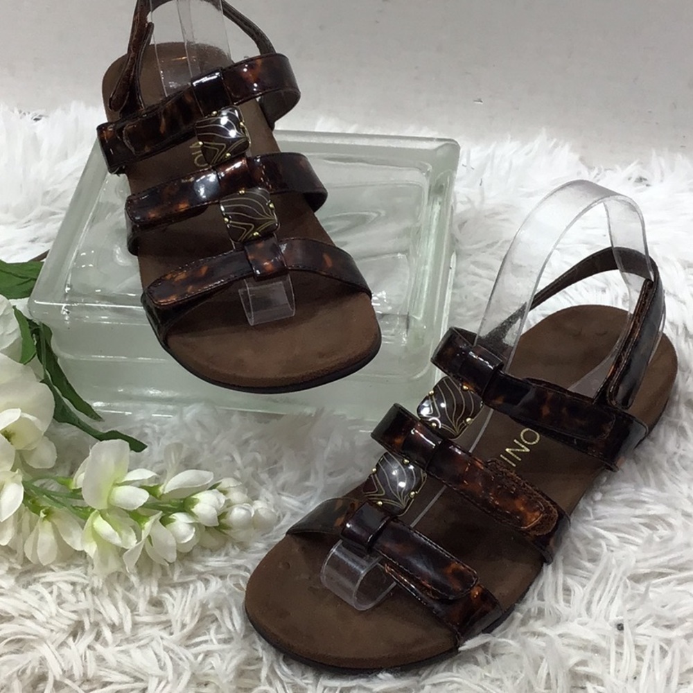 Vionic Amber brown tortoise strap sandals 7
